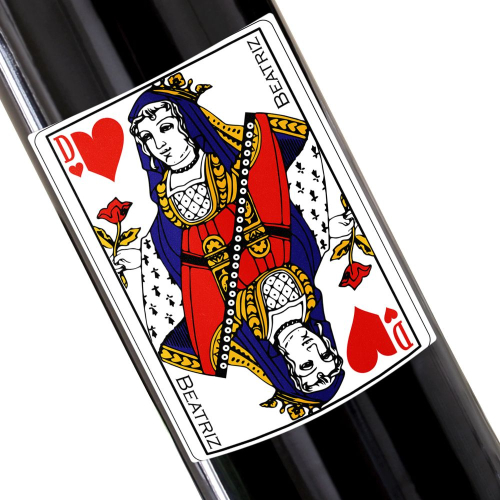 Botella de vino personalizada juego de cartas