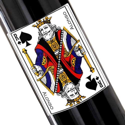Botella de vino personalizada juego de cartas