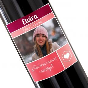 Botella de vino personalizada con foto