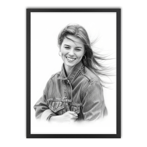 Foto convertida en un retrato al carbón