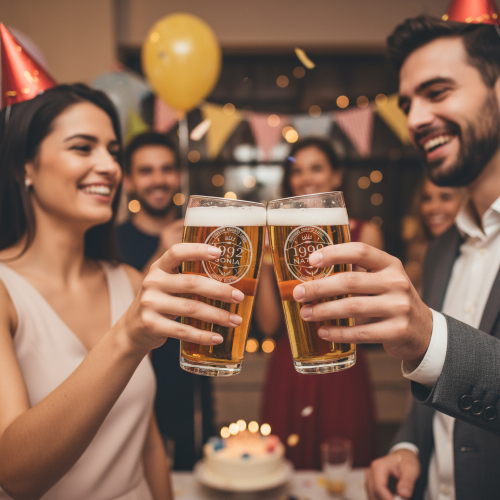 Caja con 2 vasos de cerveza personalizados para cumpleaños