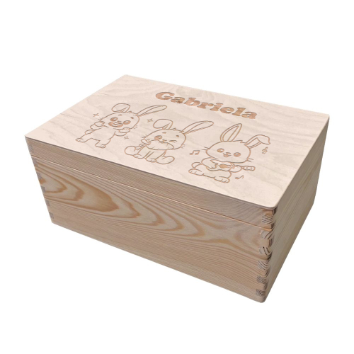 Caja de recuerdos grabada con conejitos