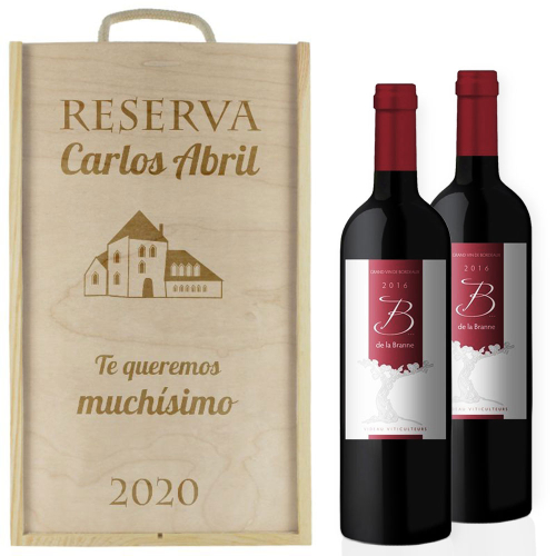 Caja de vino 2 botellas clásica personalizada