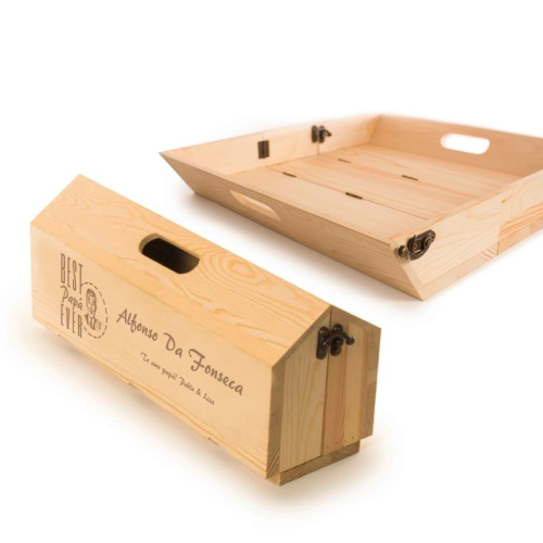 Caja de vino con bandeja pesonalizada