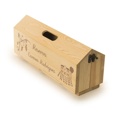 Caja de vino con bandeja pesonalizada