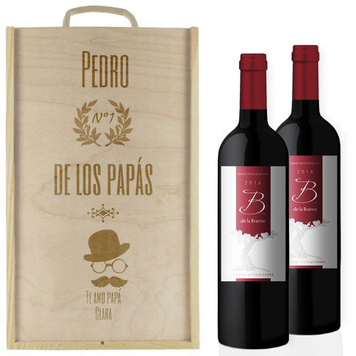 Caja de vino 2 botellas papá personalizada