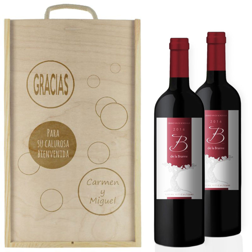 Caja de vino burbujas personalizada 2 botellas