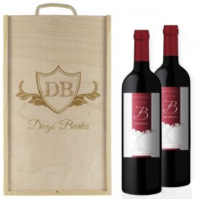 Caja de vino 2 botellas personalizada con iniciales