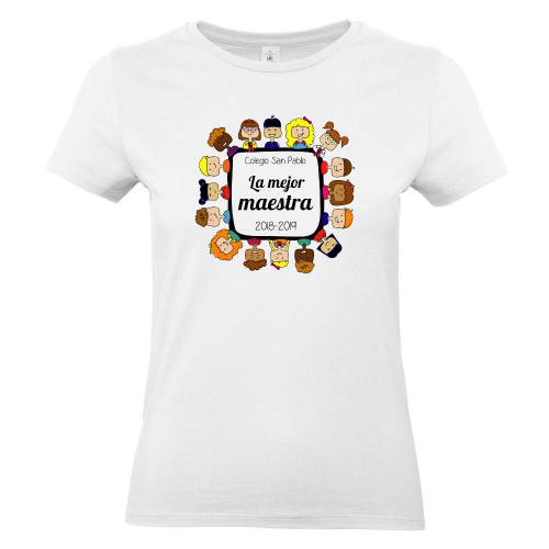 Camiseta mujer gracias maestra blanco