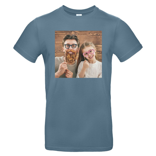 Camiseta hombre con foto azul cielo