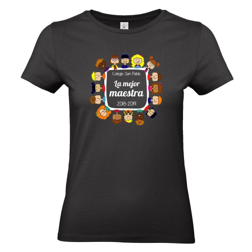 Camiseta mujer gracias maestra negro