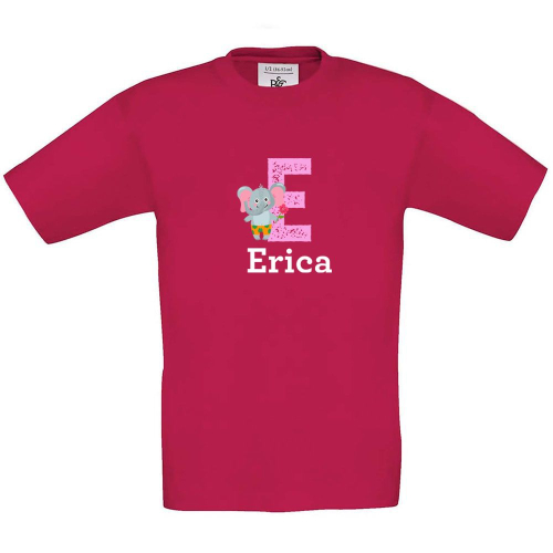 Camiseta niño personalizada alfabeto fuschia