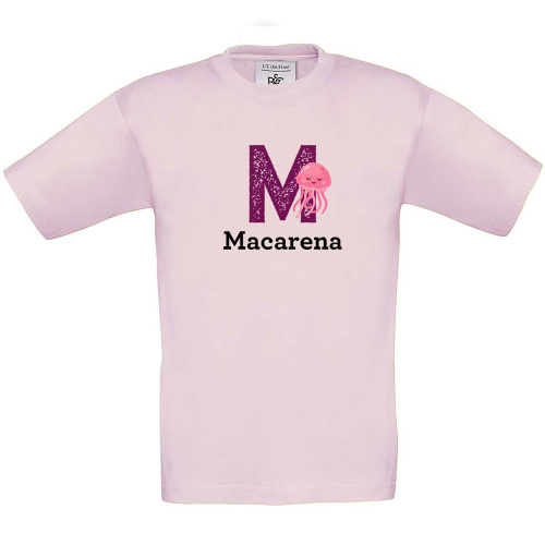 Camiseta niño personalizada alfabeto rosa