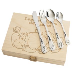 Cubiertos grabados personalizados, juego de vajilla personalizado con caja  de regalo, nombre de letras personalizadas, tenedor, cuchillo, cuchara