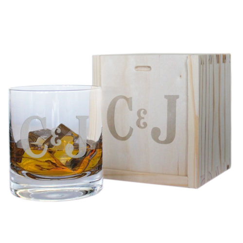 Vaso de whisky personalizado dos iniciales