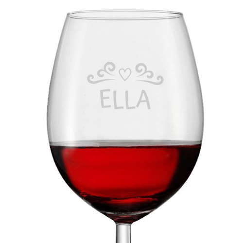 Copa de vino grabada amor
