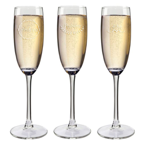 Copas de champaña personalizadas con nombre