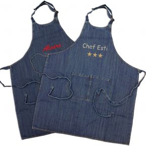 Delantal cocina denim jean bordado