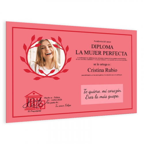 Diploma personalizado con foto rojo