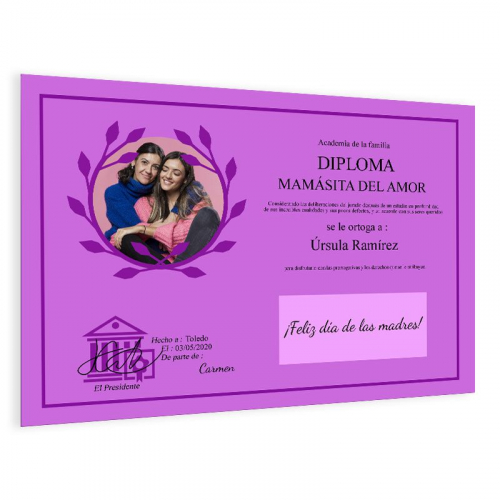 Diploma personalizado con foto violeta