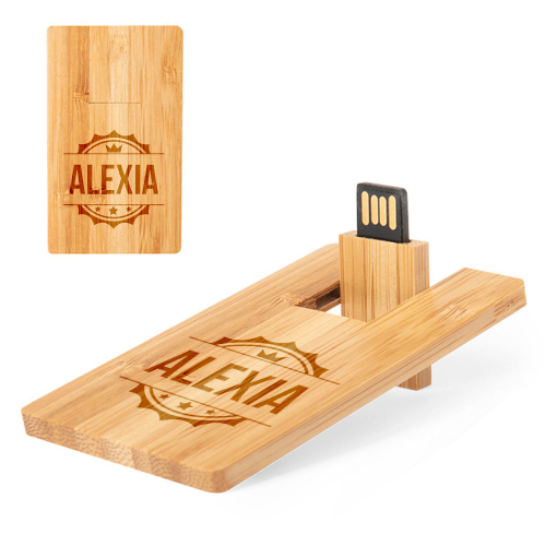 Memoria USB giratoria personalizada de 16 Gb en bambú