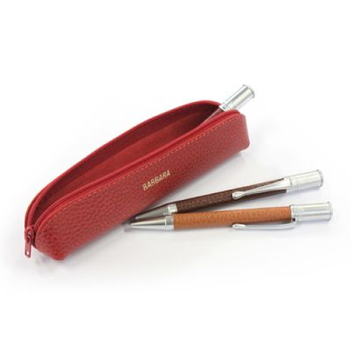 estuche para bolígrafos cuero con cremallera abierto