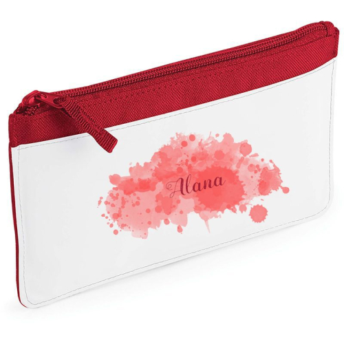 Estuche escolar rojo mancha de tinta