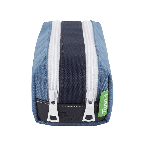 Estuche tann's azul claro y blanco doble