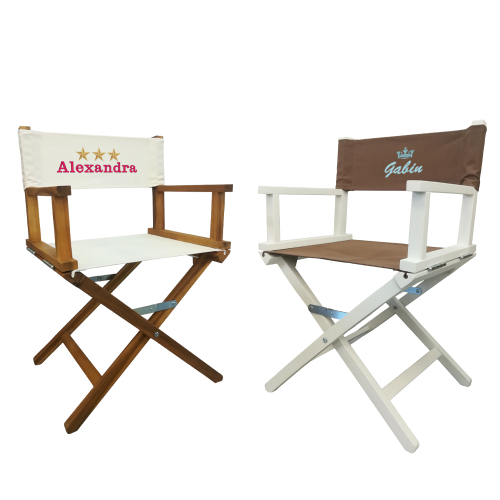 Silla de director de cine bordada con motivo para niños