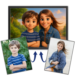 Fotomontaje para un retrato al estilo de pelcula de animacin 3D