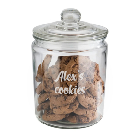 Frasco de dulces grabado con texto