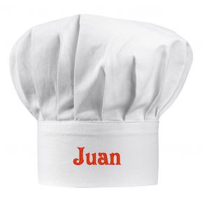 Gorro de cocinero blanco bordado