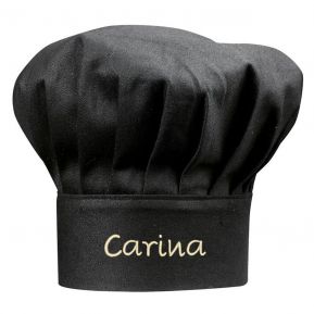 Gorro de cocinero negro bordado