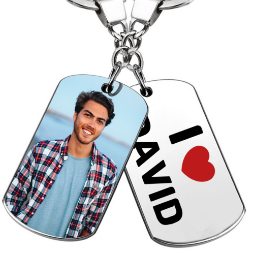 Llavero con placa foto - I Love