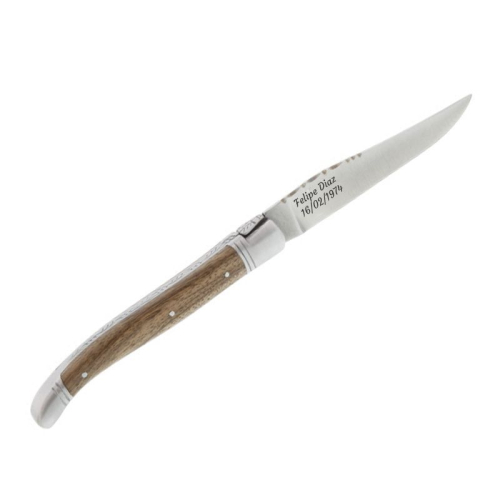 Cuchillo Laguiole en nuez 12 cm grabado