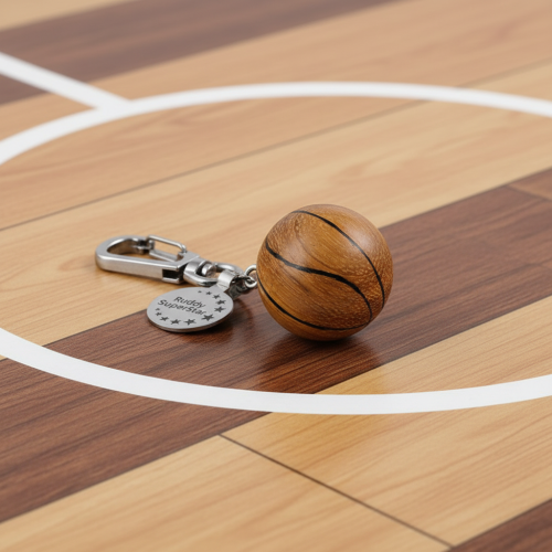 Llavero grabado Modelo Balón Basket de Madera