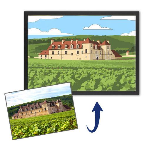 Retrato de casa al estilo flat design según una foto