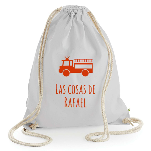 Mochila de algodón gris con motivo