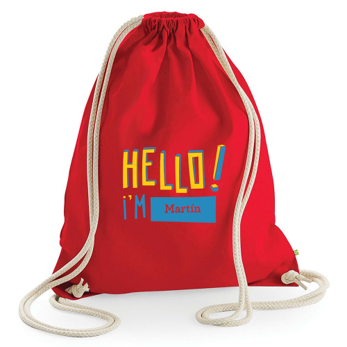 Mochila de algodón rojo HELLO