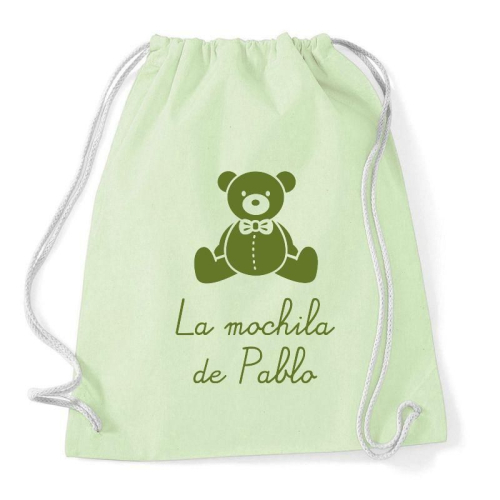 Mochila de algodón verde con motivo