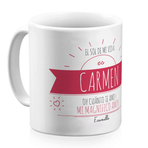 Taza esmaltada personalizada con mensaje soleado