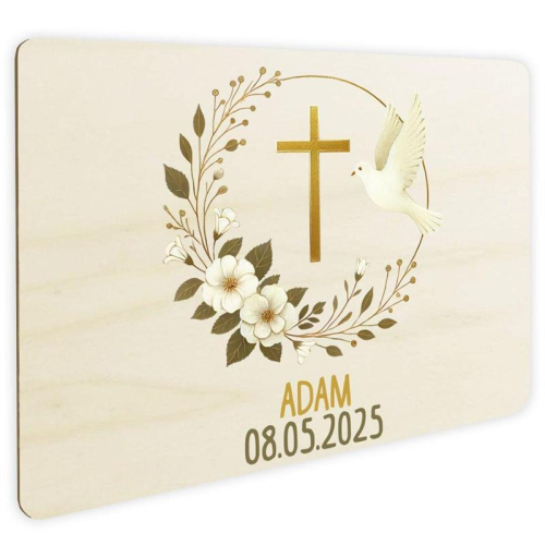  Placa de puerta personalizada con paloma y cruz