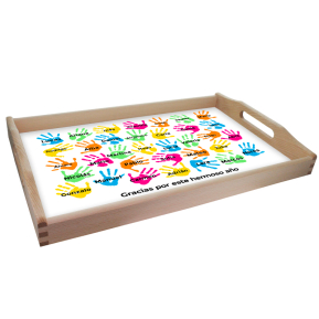 Bandeja personalizada con huellas de manos de niños Bandeja personalizada con huellas de manos de niños