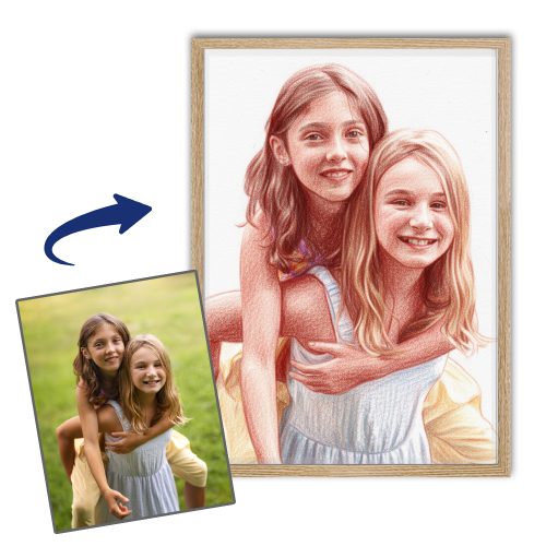 Retrato estilo dibujo con lápices de colores a partir de una foto