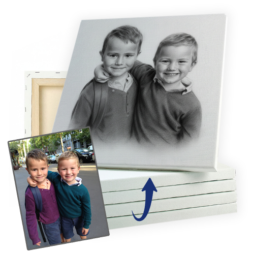 Foto convertida en un retrato al carbón