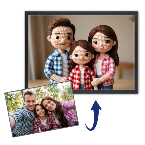 Retrato de mu&ntilde;eca de punto a partir de una foto