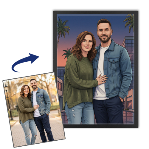 Retrato ilustrado estilo videojuego a partir de una foto