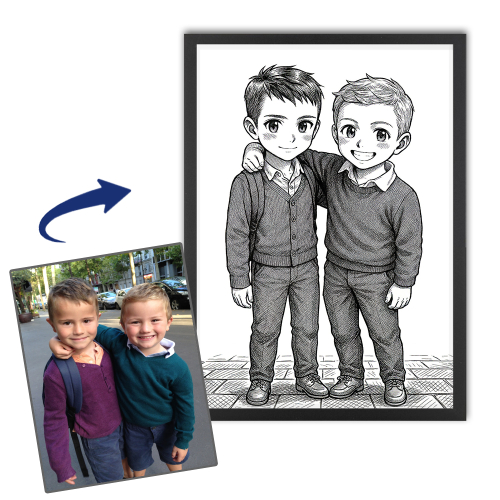 Retrato personalizado estilo manga vintage