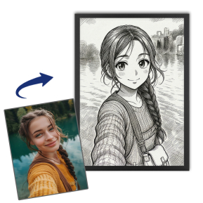 Retrato personalizado estilo manga vintage