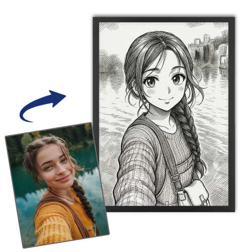 Retrato personalizado estilo manga vintage